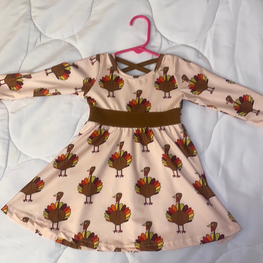Sisters Cute  Turkey dress for the holidays ! Worn once . Size 6-12 months &6T